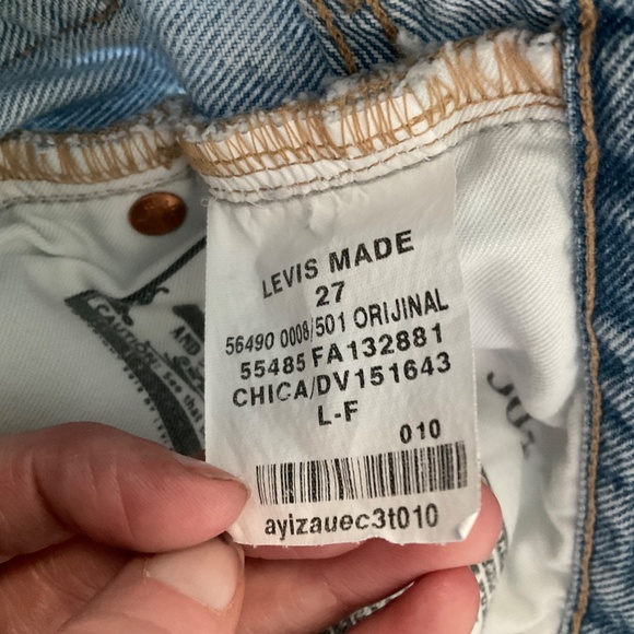 Leviβs Embroidered 501 Made & Crafted Straight denim jeans Boho free people 27 - Picture 8 of 15